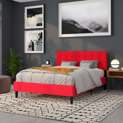 BLNK Bedford Fabric Tufted Upholstered Headboard - Red, Queen Size