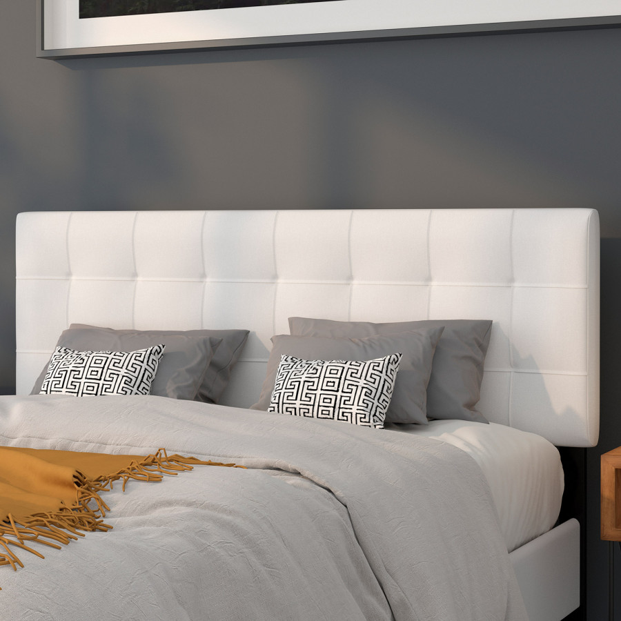 BLNK Bedford Fabric Tufted Upholstered Headboard - White, Queen Size