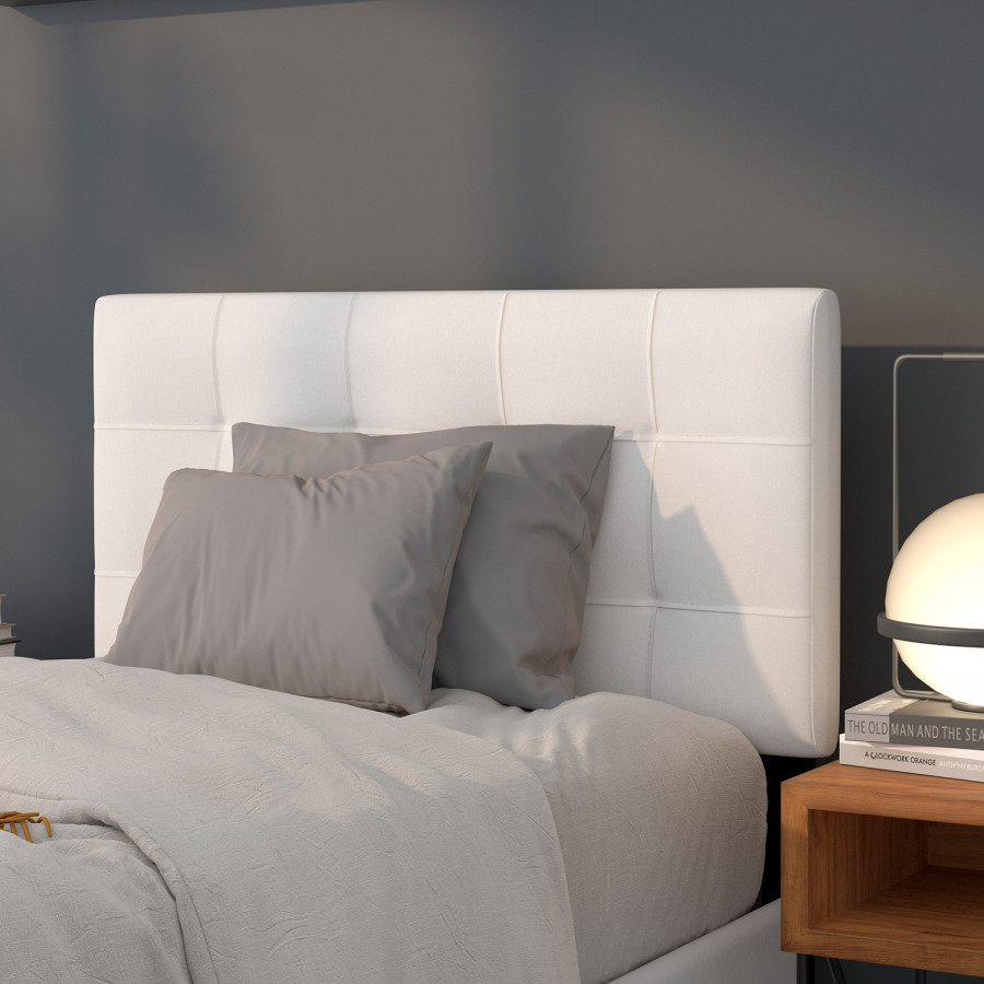 BLNK Bedford Fabric Tufted Upholstered Headboard - White, Twin Size