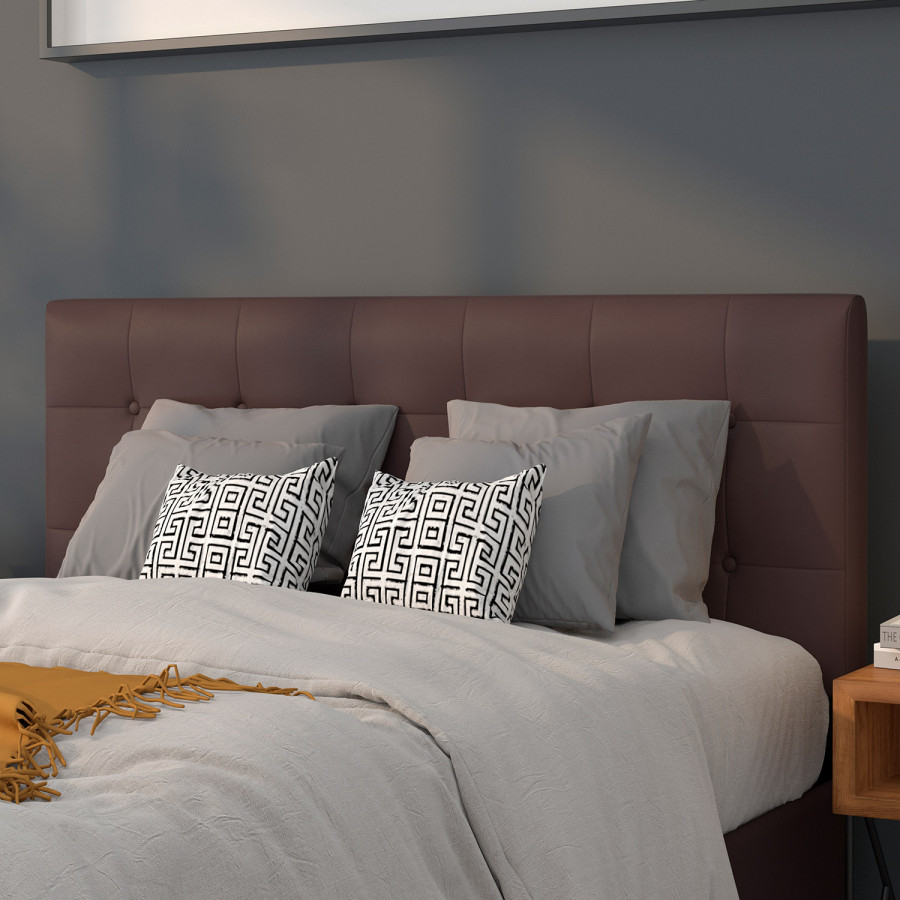 BLNK Lennox Vinyl Tufted Upholstered Headboard - Brown, Full Size