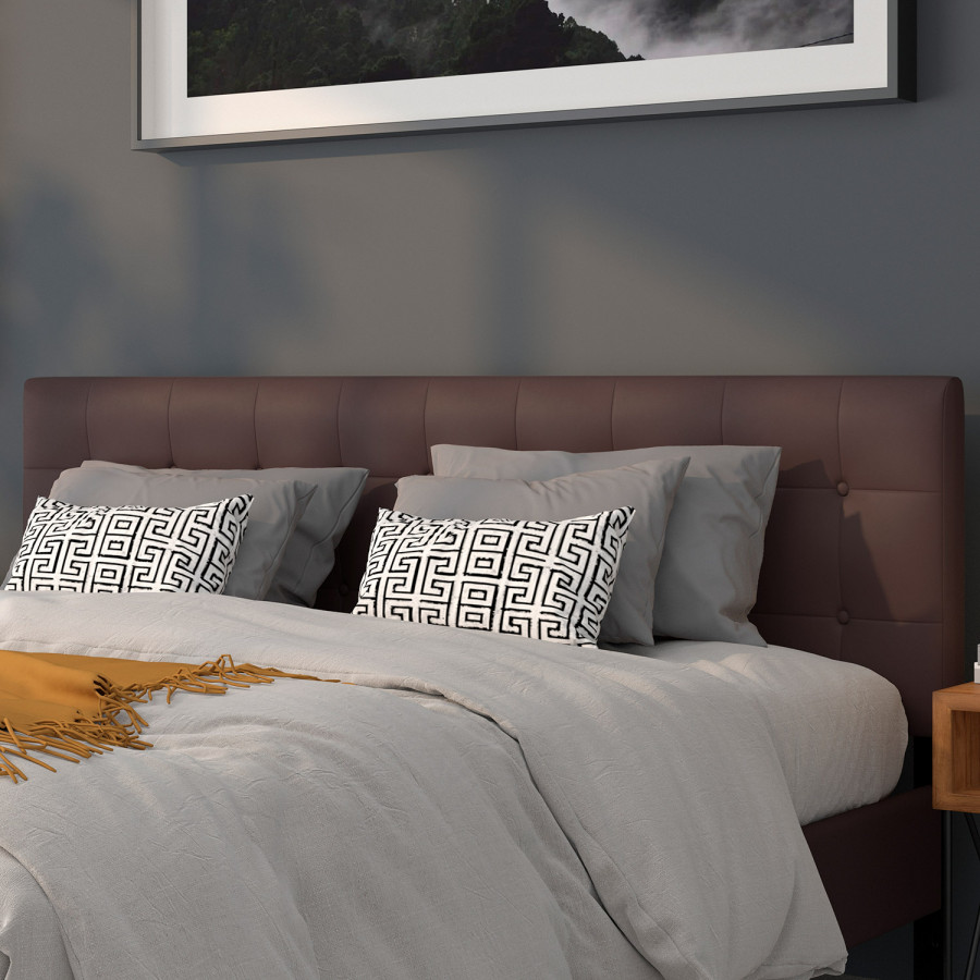 BLNK Lennox Vinyl Tufted Upholstered Headboard - Brown, King Size