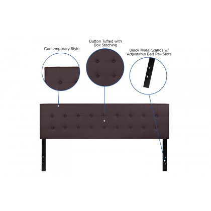 BLNK Lennox Vinyl Tufted Upholstered Headboard - Brown, King Size