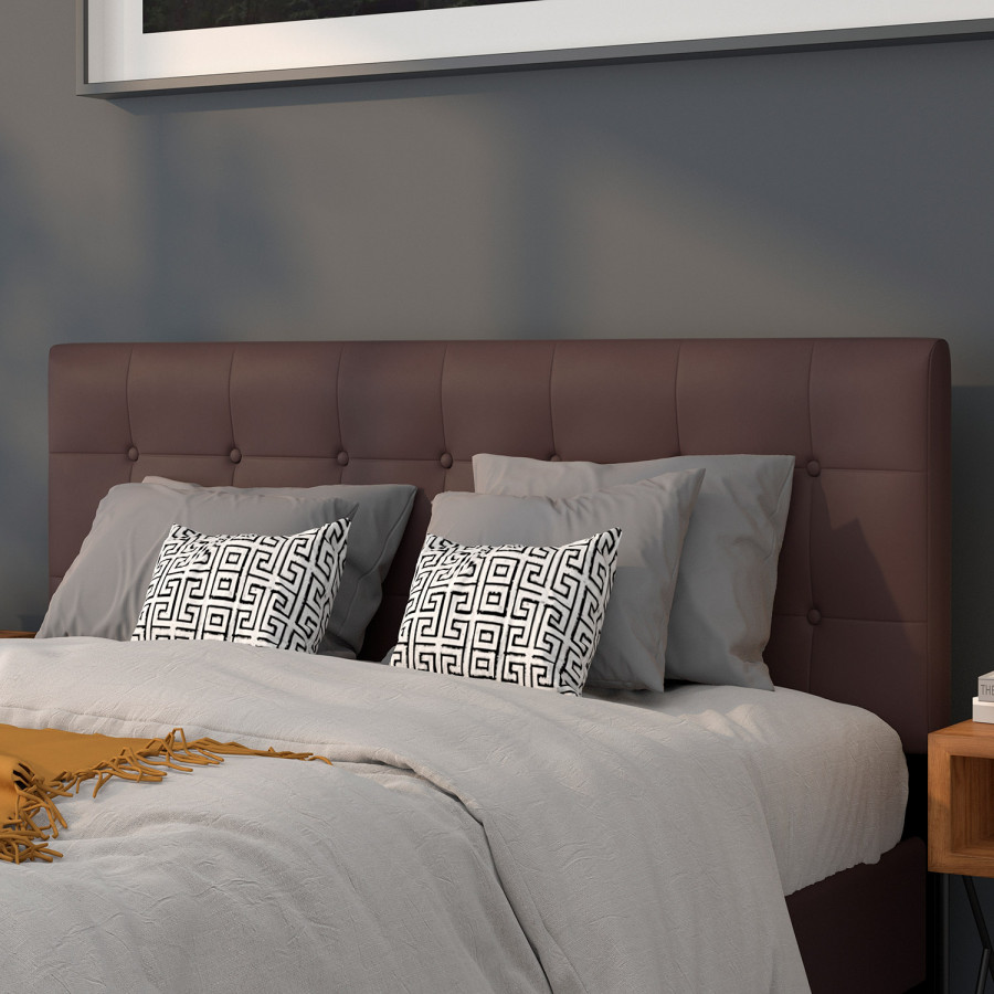 BLNK Lennox Vinyl Tufted Upholstered Headboard - Brown, Queen Size