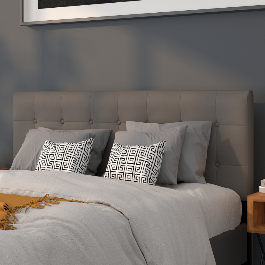 BLNK Lennox Vinyl Tufted Upholstered Headboard - Gray, Queen Size