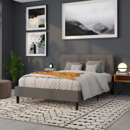 BLNK Lennox Vinyl Tufted Upholstered Headboard - Gray, Queen Size