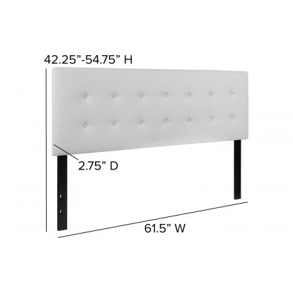 BLNK Lennox Vinyl Tufted Upholstered Headboard - White, Queen Size