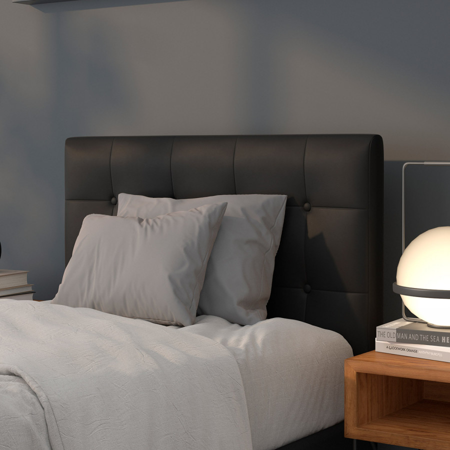 BLNK Lennox Vinyl Tufted Upholstered Headboard - Black, Twin Size