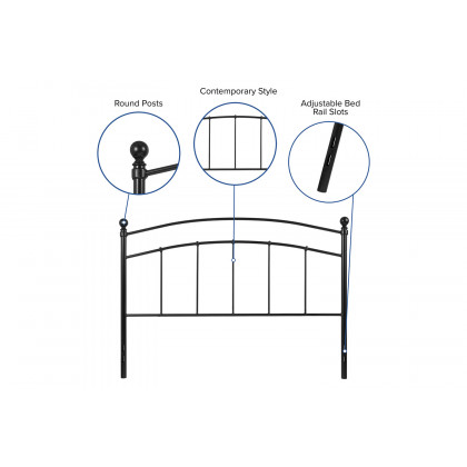 BLNK Woodstock Metal Decorative Headboard - Black, Queen Size