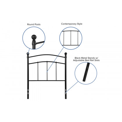 BLNK Woodstock Metal Decorative Headboard - Black, Twin Size