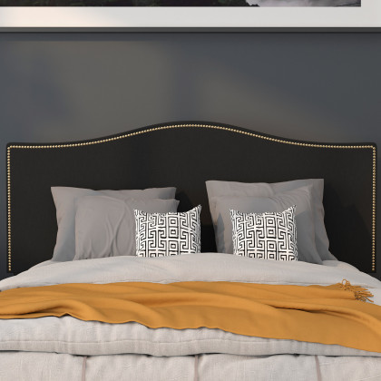 BLNK Lexington Fabric Upholstered Headboard with Accent Nail Trim - Black, Full Size