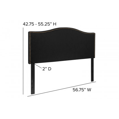 BLNK Lexington Fabric Upholstered Headboard with Accent Nail Trim - Black, Full Size