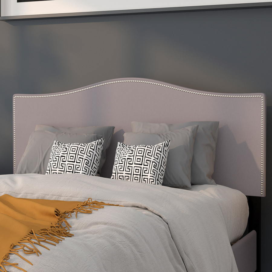 BLNK Lexington Fabric Upholstered Headboard with Accent Nail Trim - Light Gray, Full Size