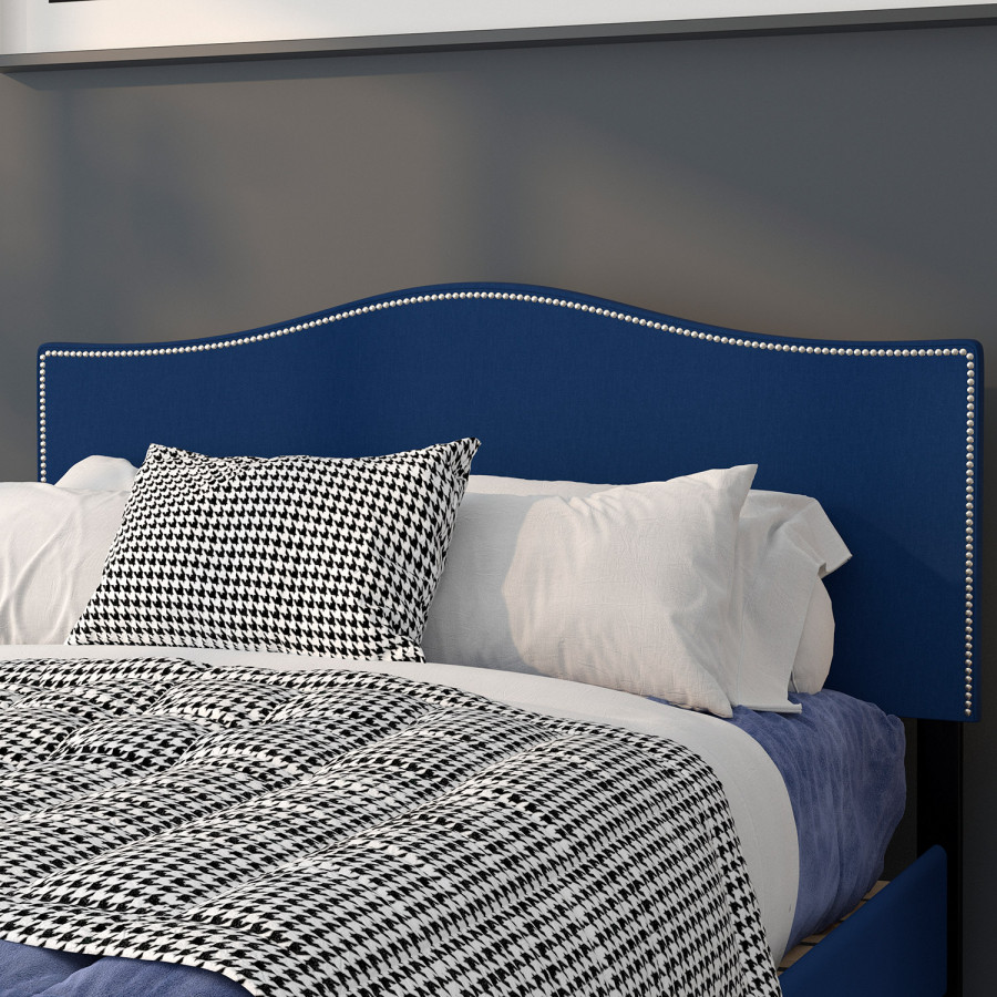 BLNK Lexington Fabric Upholstered Headboard with Accent Nail Trim - Navy, Full Size