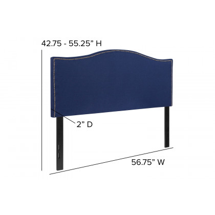 BLNK Lexington Fabric Upholstered Headboard with Accent Nail Trim - Navy, Full Size