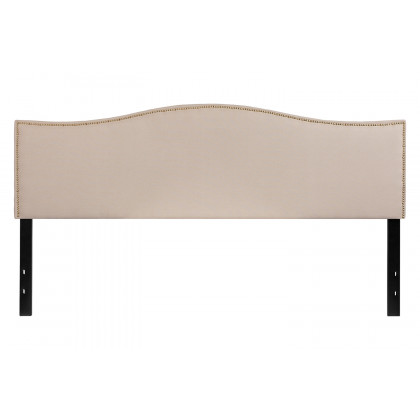 BLNK Lexington Fabric Upholstered Headboard with Accent Nail Trim - Beige, King Size