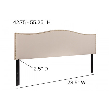 BLNK Lexington Fabric Upholstered Headboard with Accent Nail Trim - Beige, King Size