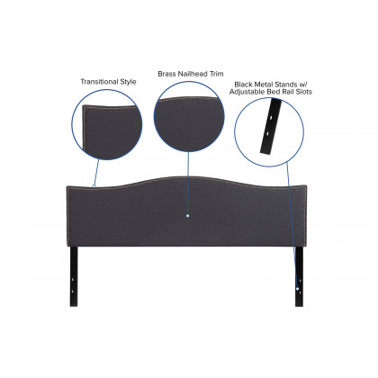 BLNK Lexington Fabric Upholstered Headboard with Accent Nail Trim - Dark Gray, King Size