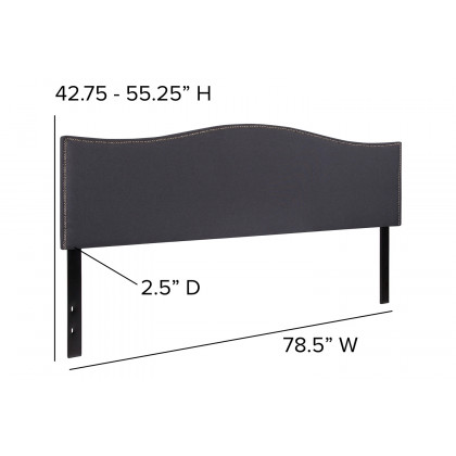 BLNK Lexington Fabric Upholstered Headboard with Accent Nail Trim - Dark Gray, King Size
