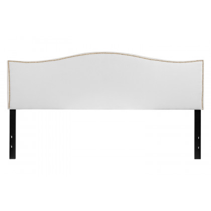 BLNK Lexington Fabric Upholstered Headboard with Accent Nail Trim - White, King Size