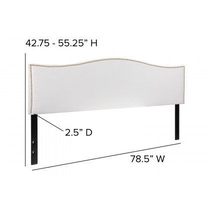BLNK Lexington Fabric Upholstered Headboard with Accent Nail Trim - White, King Size