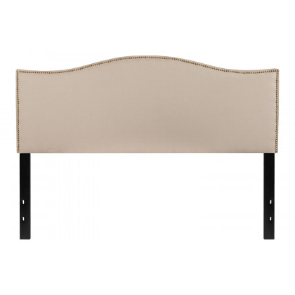 BLNK Lexington Fabric Upholstered Headboard with Accent Nail Trim - Beige, Queen Size