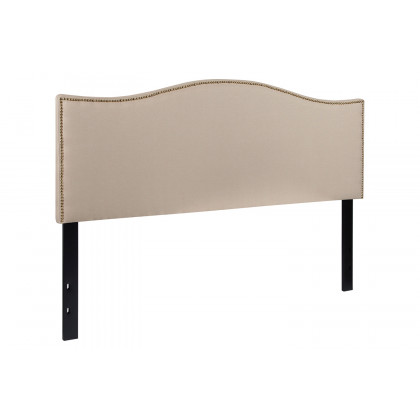 BLNK Lexington Fabric Upholstered Headboard with Accent Nail Trim - Beige, Queen Size