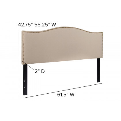 BLNK Lexington Fabric Upholstered Headboard with Accent Nail Trim - Beige, Queen Size