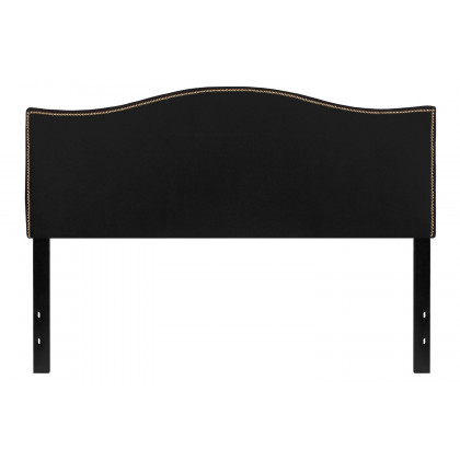 BLNK Lexington Fabric Upholstered Headboard with Accent Nail Trim - Black, Queen Size