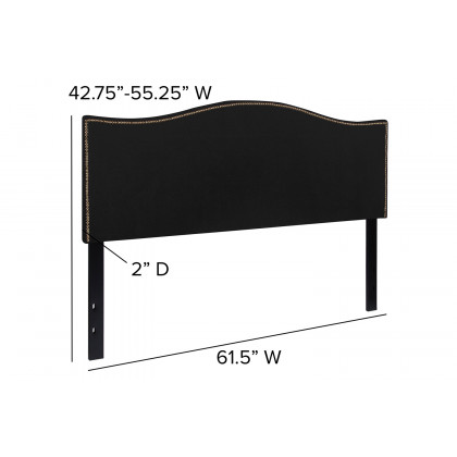 BLNK Lexington Fabric Upholstered Headboard with Accent Nail Trim - Black, Queen Size