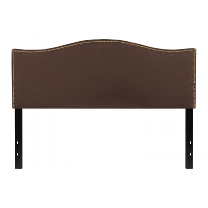 BLNK Lexington Fabric Upholstered Headboard with Accent Nail Trim - Dark Brown, Queen Size
