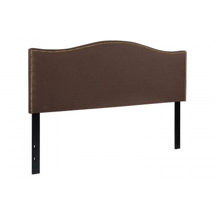 BLNK Lexington Fabric Upholstered Headboard with Accent Nail Trim - Dark Brown, Queen Size