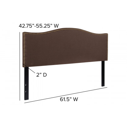 BLNK Lexington Fabric Upholstered Headboard with Accent Nail Trim - Dark Brown, Queen Size