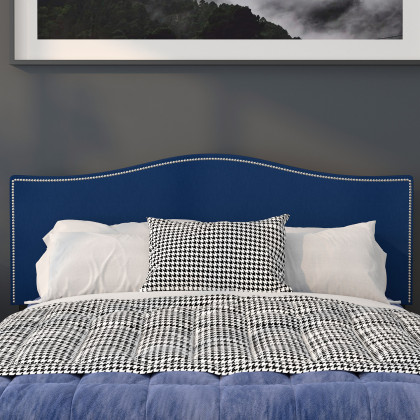 BLNK Lexington Fabric Upholstered Headboard with Accent Nail Trim - Navy, Queen Size