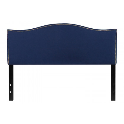 BLNK Lexington Fabric Upholstered Headboard with Accent Nail Trim - Navy, Queen Size
