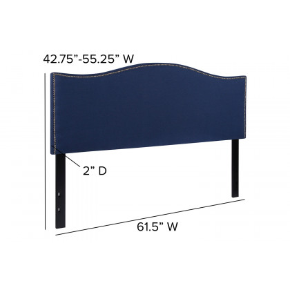 BLNK Lexington Fabric Upholstered Headboard with Accent Nail Trim - Navy, Queen Size
