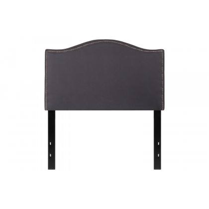 BLNK Lexington Fabric Upholstered Headboard with Accent Nail Trim - Dark Gray, Twin Size