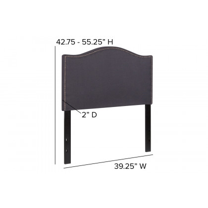 BLNK Lexington Fabric Upholstered Headboard with Accent Nail Trim - Dark Gray, Twin Size