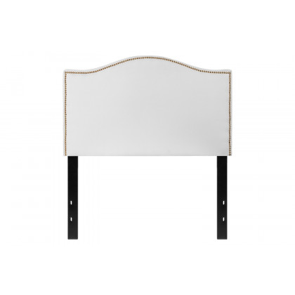 BLNK Lexington Fabric Upholstered Headboard with Accent Nail Trim - White, Twin Size