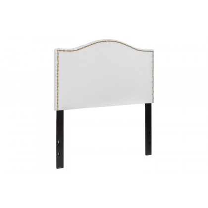 BLNK Lexington Fabric Upholstered Headboard with Accent Nail Trim - White, Twin Size