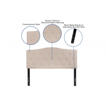 BLNK Cambridge Fabric Tufted Upholstered Headboard - Beige, Full Size