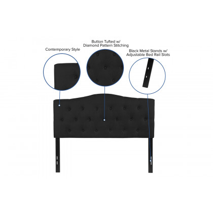 BLNK Cambridge Fabric Tufted Upholstered Headboard - Black, Full Size
