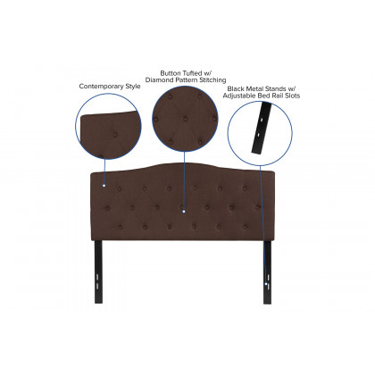 BLNK Cambridge Fabric Tufted Upholstered Headboard - Dark Brown, Full Size