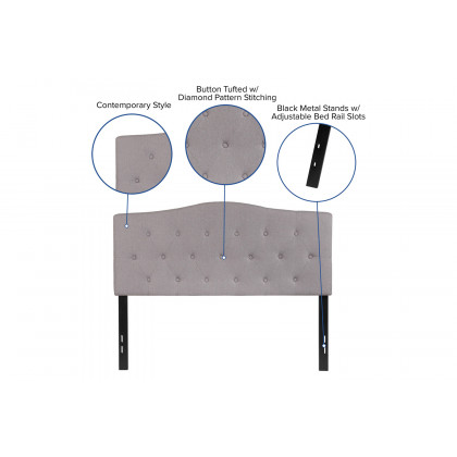 BLNK Cambridge Fabric Tufted Upholstered Headboard - Light Gray, Full Size