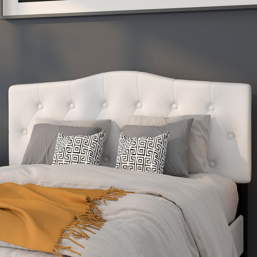 BLNK Cambridge Fabric Tufted Upholstered Headboard - White, Full Size