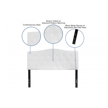 BLNK Cambridge Fabric Tufted Upholstered Headboard - White, Full Size