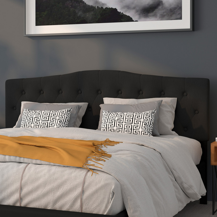 BLNK Cambridge Fabric Tufted Upholstered Headboard - Black, King Size