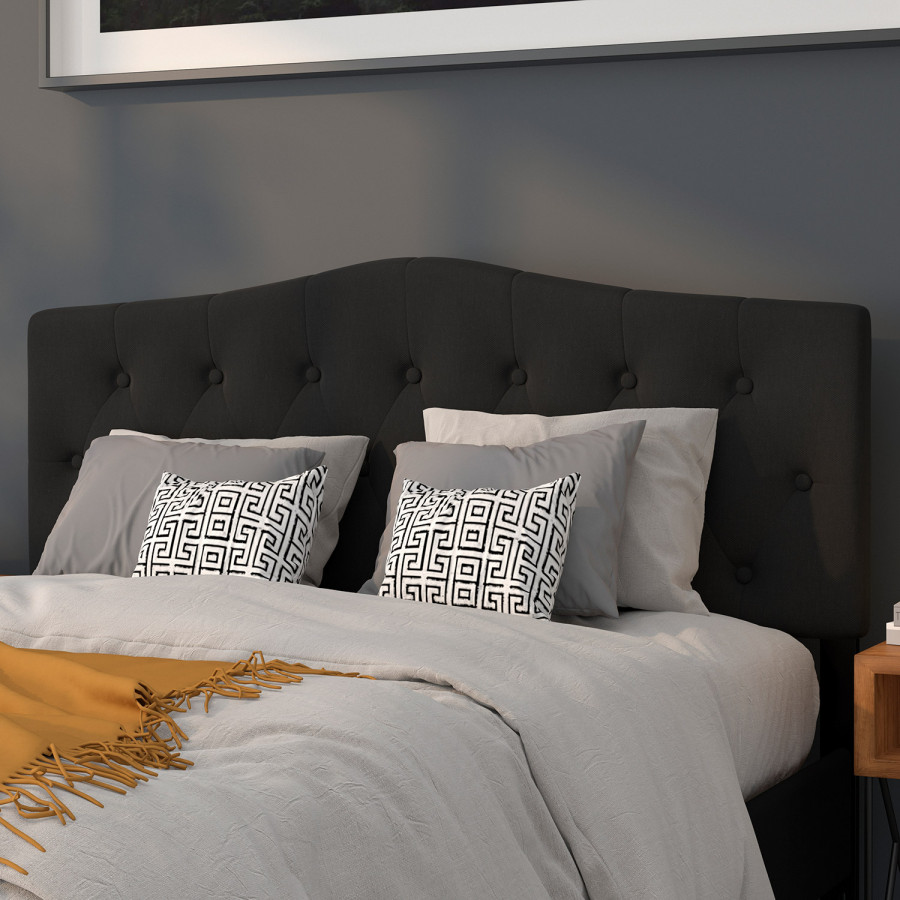 BLNK Cambridge Fabric Tufted Upholstered Headboard - Black, Queen Size
