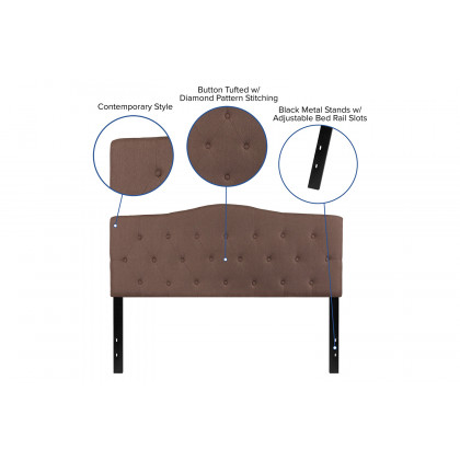 BLNK Cambridge Fabric Tufted Upholstered Headboard - Camel, Queen Size