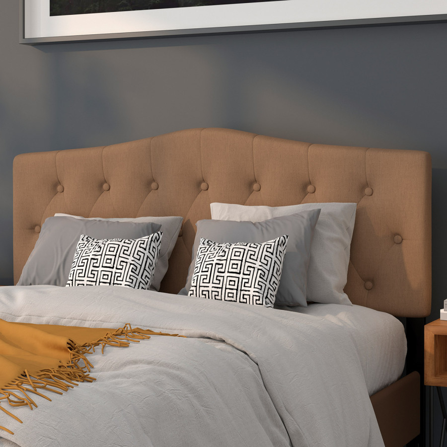 BLNK Cambridge Fabric Tufted Upholstered Headboard - Dark Brown, Queen Size