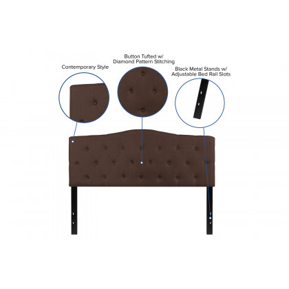 BLNK Cambridge Fabric Tufted Upholstered Headboard - Dark Brown, Queen Size